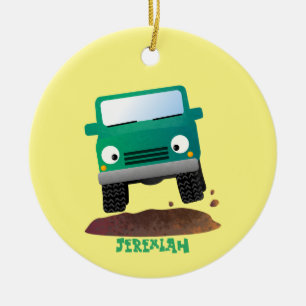Cute 4X4 offroad vehicle cartoon car  Ceramic Tree Decoration