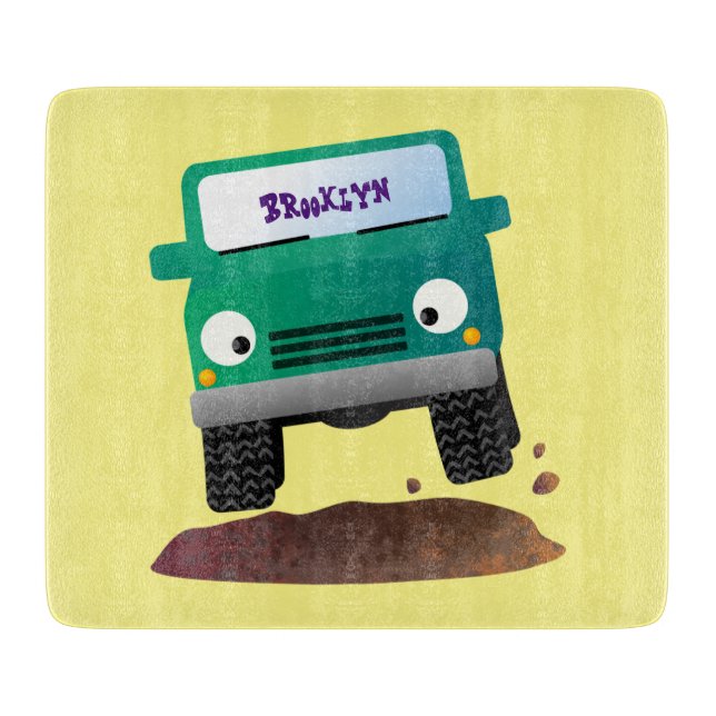 Cute 4X4 offroad vehicle cartoon car Cutting Board (Front)