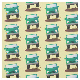 Cute 4X4 offroad vehicle cartoon car Fabric
