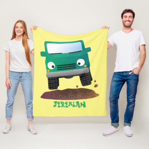 Cute 4X4 offroad vehicle cartoon car Fleece Blanket