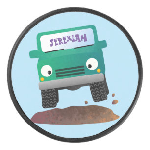 Cute 4X4 offroad vehicle cartoon car Hockey Puck