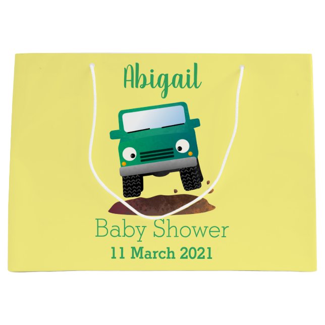 Cute 4X4 offroad vehicle cartoon car  Large Gift Bag (Front)