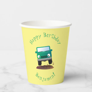 Cute 4X4 offroad vehicle cartoon car Paper Cups