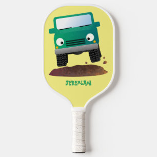 Cute 4X4 offroad vehicle cartoon car Pickleball Paddle