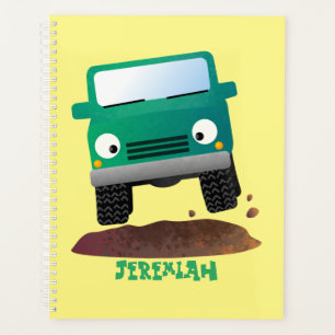 Cute 4X4 offroad vehicle cartoon car Planner