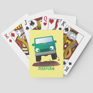 Cute 4X4 offroad vehicle cartoon car Playing Cards