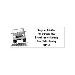 Cute 4X4 offroad vehicle cartoon car Rubber Stamp