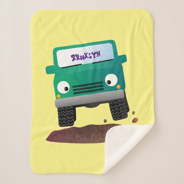 Cute 4X4 offroad vehicle cartoon car Sherpa Blanket (Front)