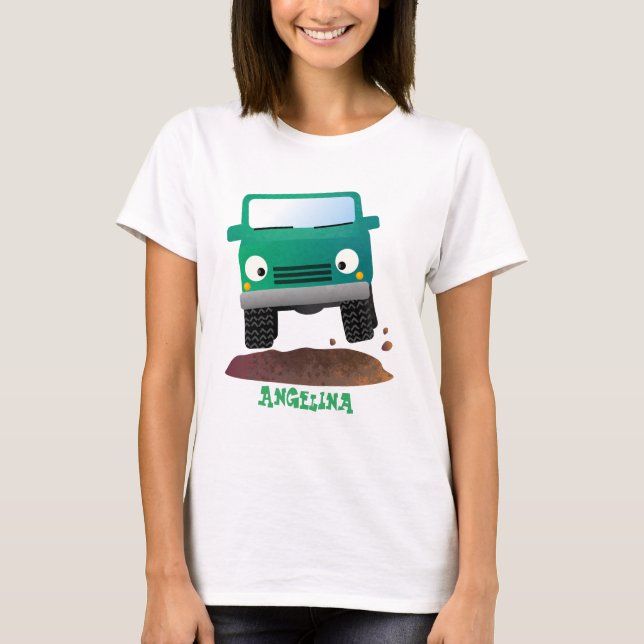 Cute 4X4 offroad vehicle cartoon car T-Shirt (Front)