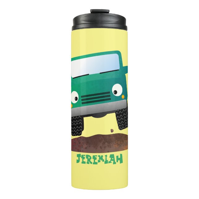 Cute 4X4 offroad vehicle cartoon car  Thermal Tumbler (Front)