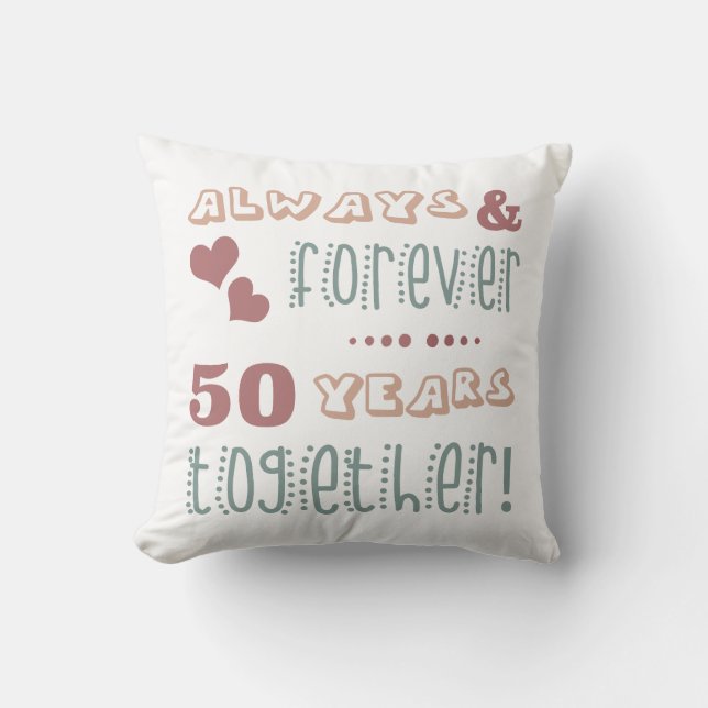 Cute 50th Wedding Anniversary Cushion (Front)