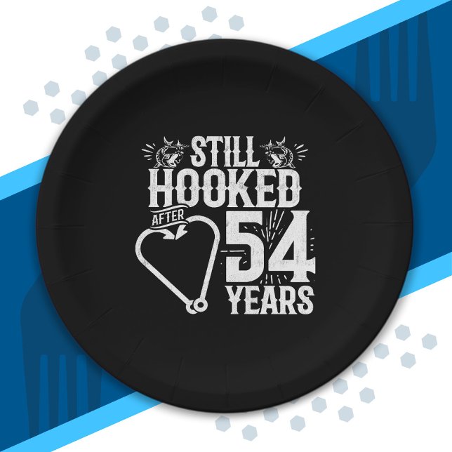 Cute 54th Anniversary Couples Married 54 Years Paper Plate (Creator Uploaded)