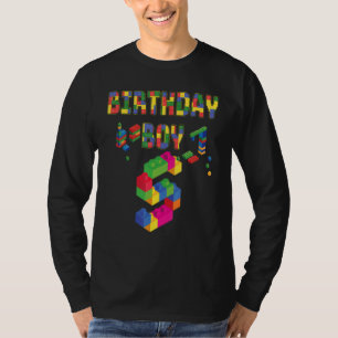 Cute 5th Birthday  5 Years Old Block Building Boys T-Shirt