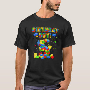 Cute 5th Birthday 5 Years Old Block Building Boys  T-Shirt