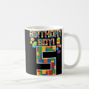 Cute 5th Birthday Gift 5 Years Old Block Building Coffee Mug