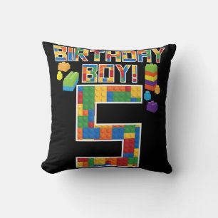 Cute 5th Birthday Gift 5 Years Old Block Building  Cushion
