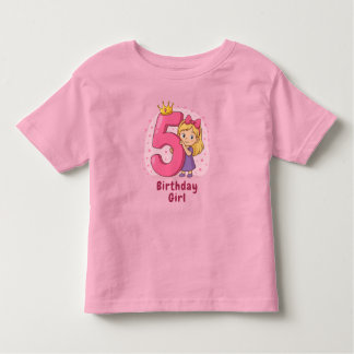 Cute 5th Birthday Girl Celebration Toddler T-Shirt