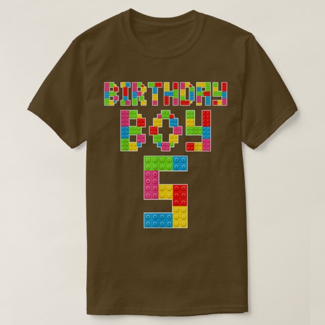 Cute 5th Birthday Tee 5 Years Old Block Building B (Design Front)