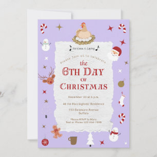 Cute 5th Day of Christmas Six Geese-A Laying Party Invitation