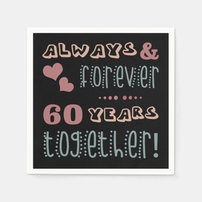 Cute 60th Wedding Anniversary Napkin (Front)