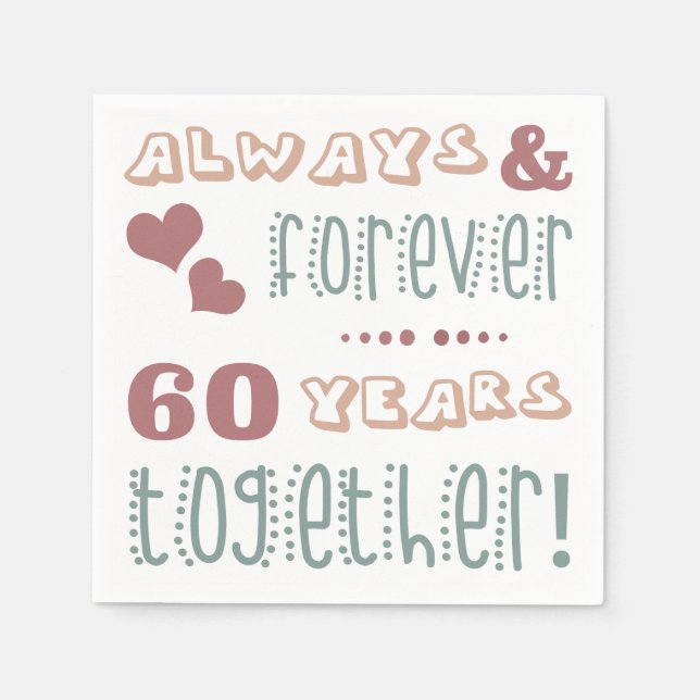 Cute 60th Wedding Anniversary Napkin (Front)