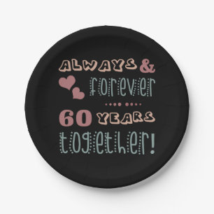 Cute 60th Wedding Anniversary Paper Plate