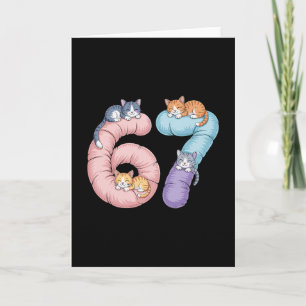 Cute 67 Cat Meme Design Card