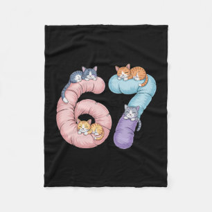 Cute 67 Cat Meme Design Fleece Blanket
