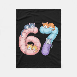 Cute 67 Cat Meme Design Fleece Blanket