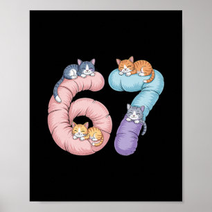 Cute 67 Cat Meme Design  Poster