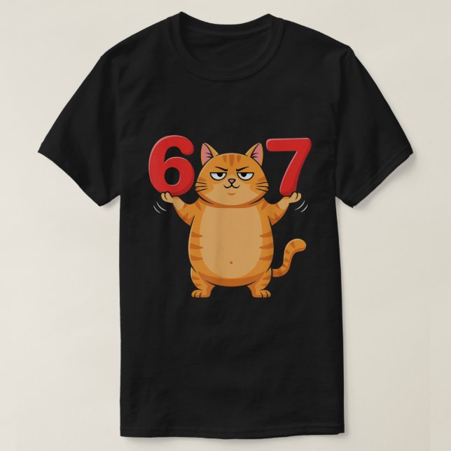 Cute 67 Cat Meme Design T-Shirt (Design Front)
