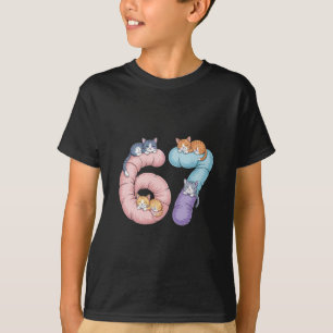 Cute 67 Cat Meme Design  T-Shirt