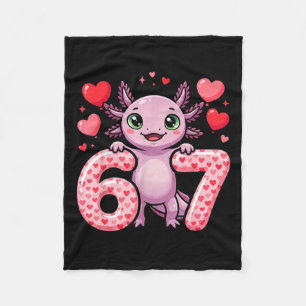 Cute 67 heart axolotl love fleece blanket
