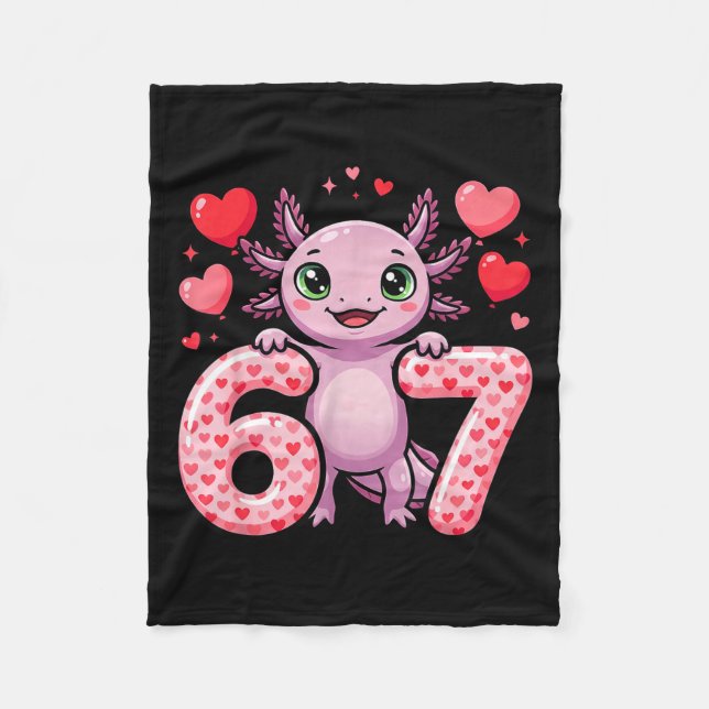 Cute 67 heart axolotl love  fleece blanket (Front)