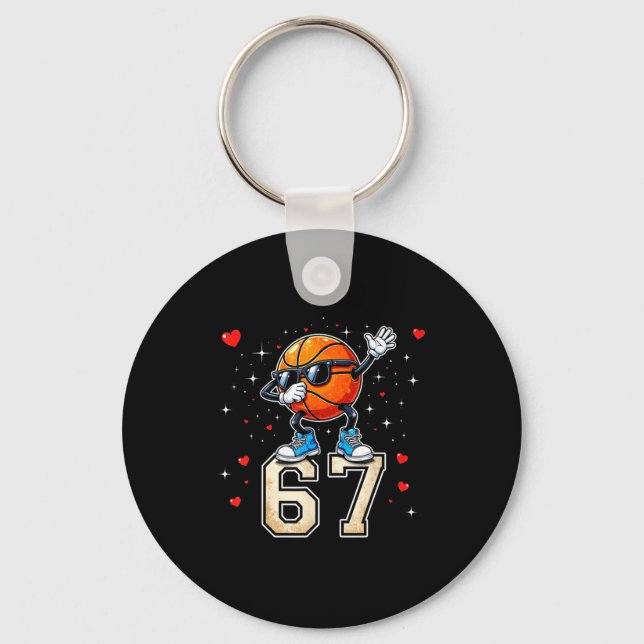 Cute 67 Six Seven Sunglasses Dabbing Key Ring (Front)