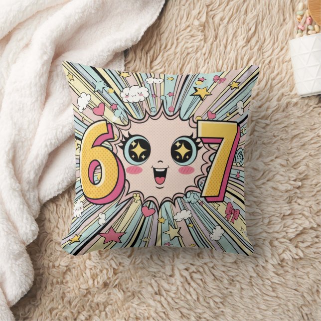 Cute 6 7 Brainrot Chibi Anime Cushion (Blanket)
