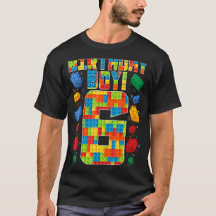 Cute 6th Birthday 6 Years Old Block Building Boys T-Shirt