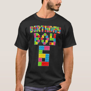 Cute 6th Birthday 6 Years Old Block Building Boys  T-Shirt