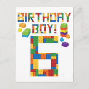 Cute 6th Birthday Gift 6 Years Old Block Building Enclosure Card