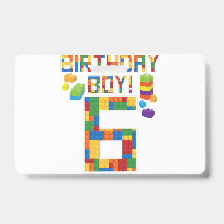 Cute 6th Birthday Gift 6 Years Old Block Building  ID Badge