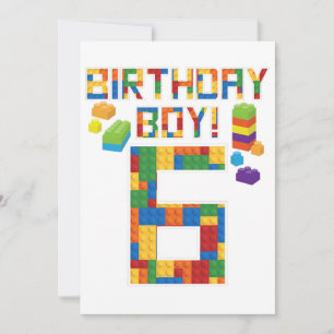 Cute 6th Birthday Gift 6 Years Old Block Building Save The Date