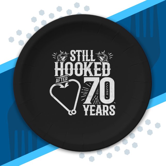 Cute 70th Anniversary Couples Married 70 Years Paper Plate (Creator Uploaded)