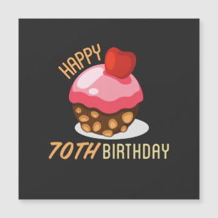 Cute 70th birthday design with chocolate cake