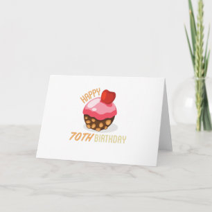 Cute 70th birthday design with chocolate cake card