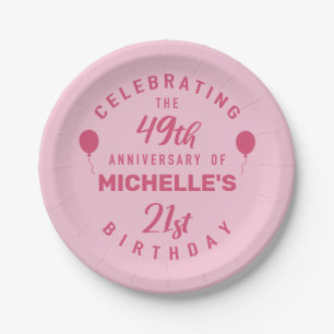 Cute 70th Birthday Personalised Paper Plate