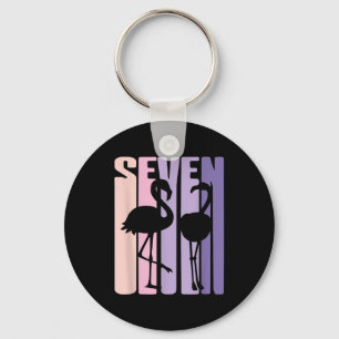 Cute 7th Birthday Gift I Flamingo I 7 Years Old Key Ring