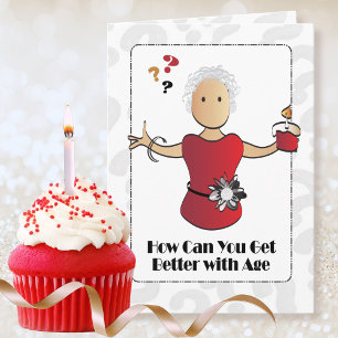 Cute 80th Birthday Ethnic Woman Cartoon Humourous Card