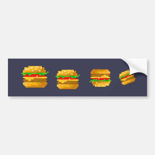 Cute 8-bit Burger Colourful Fast Food Fun Pixel Ar Bumper Sticker (Front)