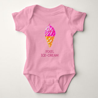 CUTE 8-BIT PIXEL ART PINK ICE CREAM GEEK BABY GIRL BODYSUIT