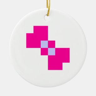 Cute 8 Bit Pixel Bow Ceramic Tree Decoration